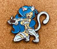 Sexy Cat Girl Playing Games Enamel Pin
