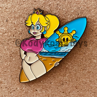 Surfer Princess Peach Custom Made Pin Brooch Lapel Hard Enamel